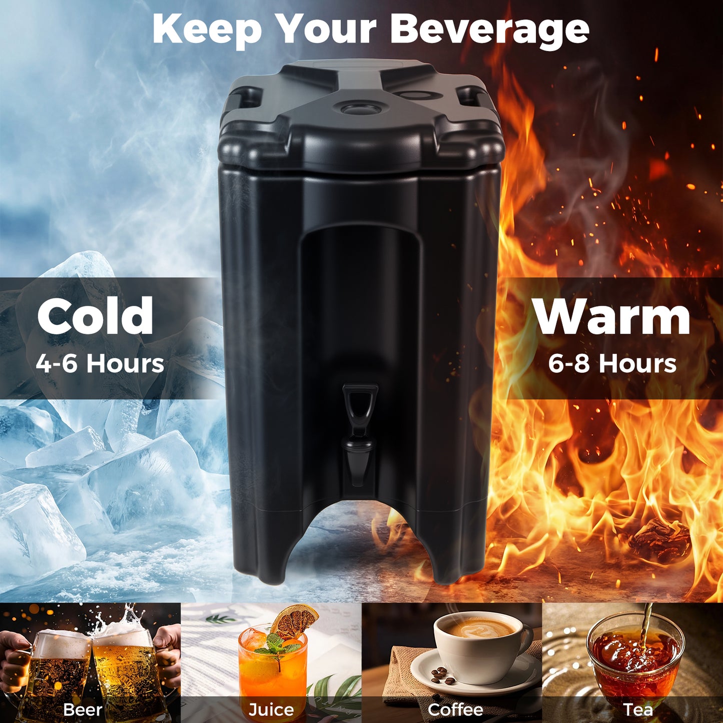 4.4 Gallons Insulated Beverage Dispenser, Set of 2, Black Water Dispensers at Gallery Canada