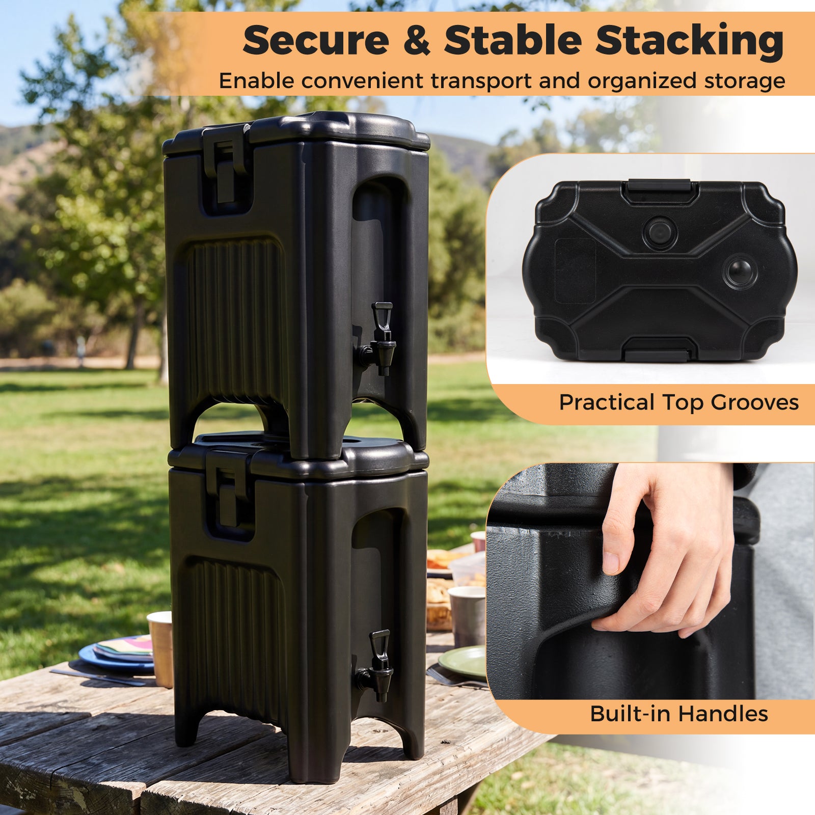 4.4 Gallons Insulated Beverage Dispenser, Set of 2, Black Water Dispensers at Gallery Canada