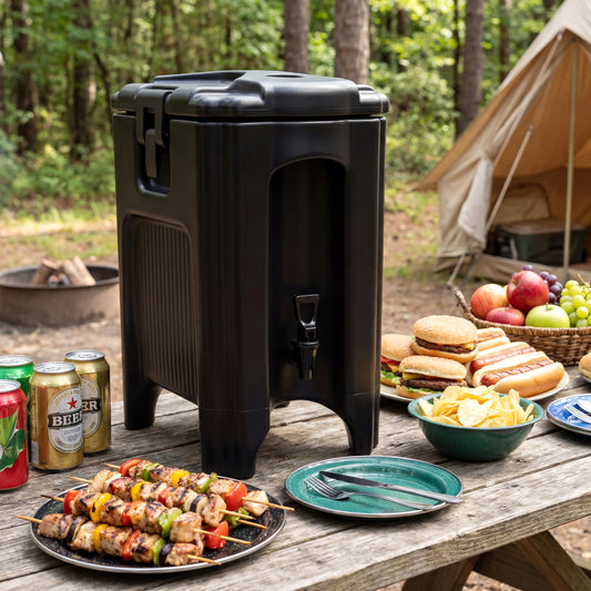 4.4 Gallon Insulated Beverage Dispenser With Handles, Black Water Dispensers Black at Gallery Canada