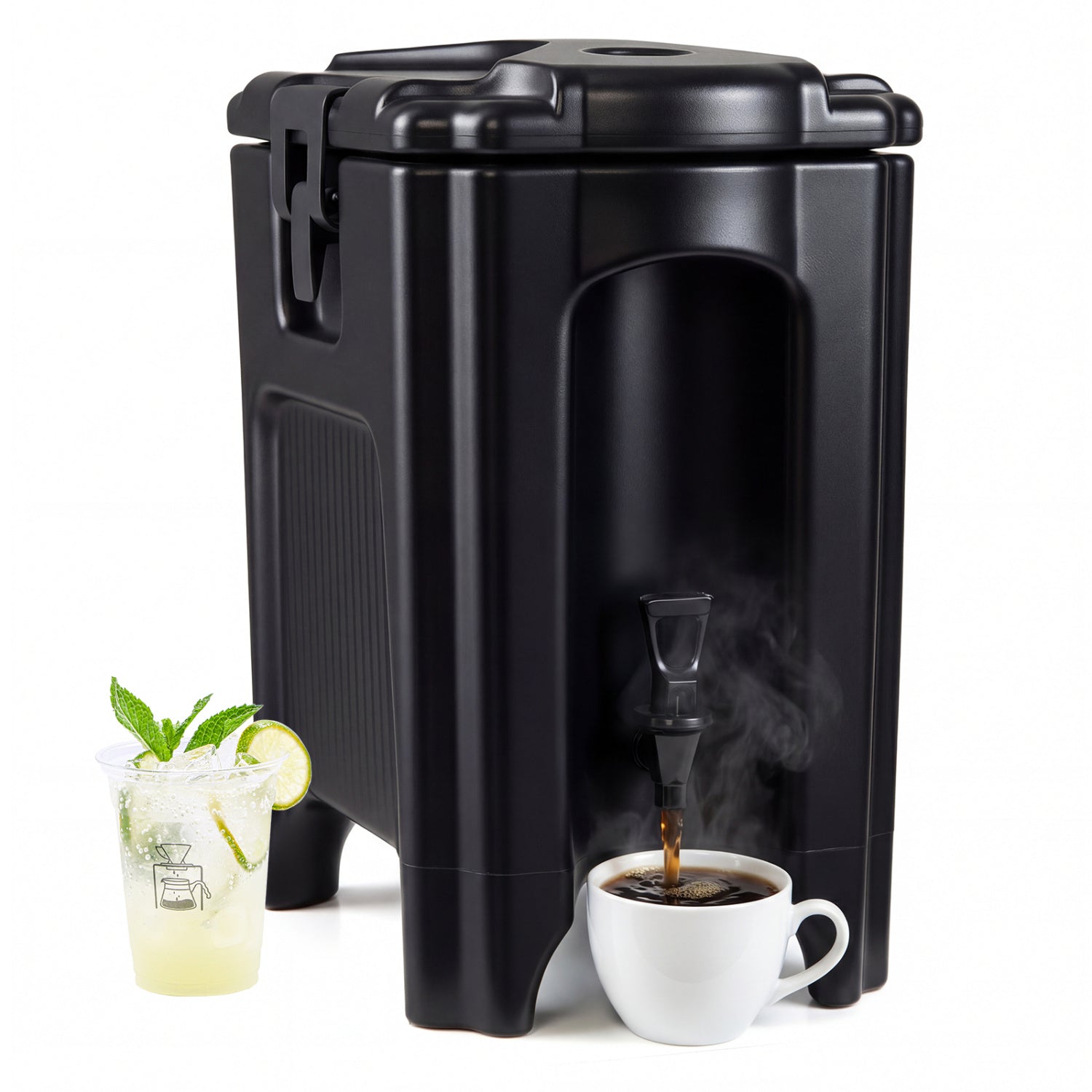 4.4 Gallon Insulated Beverage Dispenser With Handles, Black Water Dispensers Black at Gallery Canada