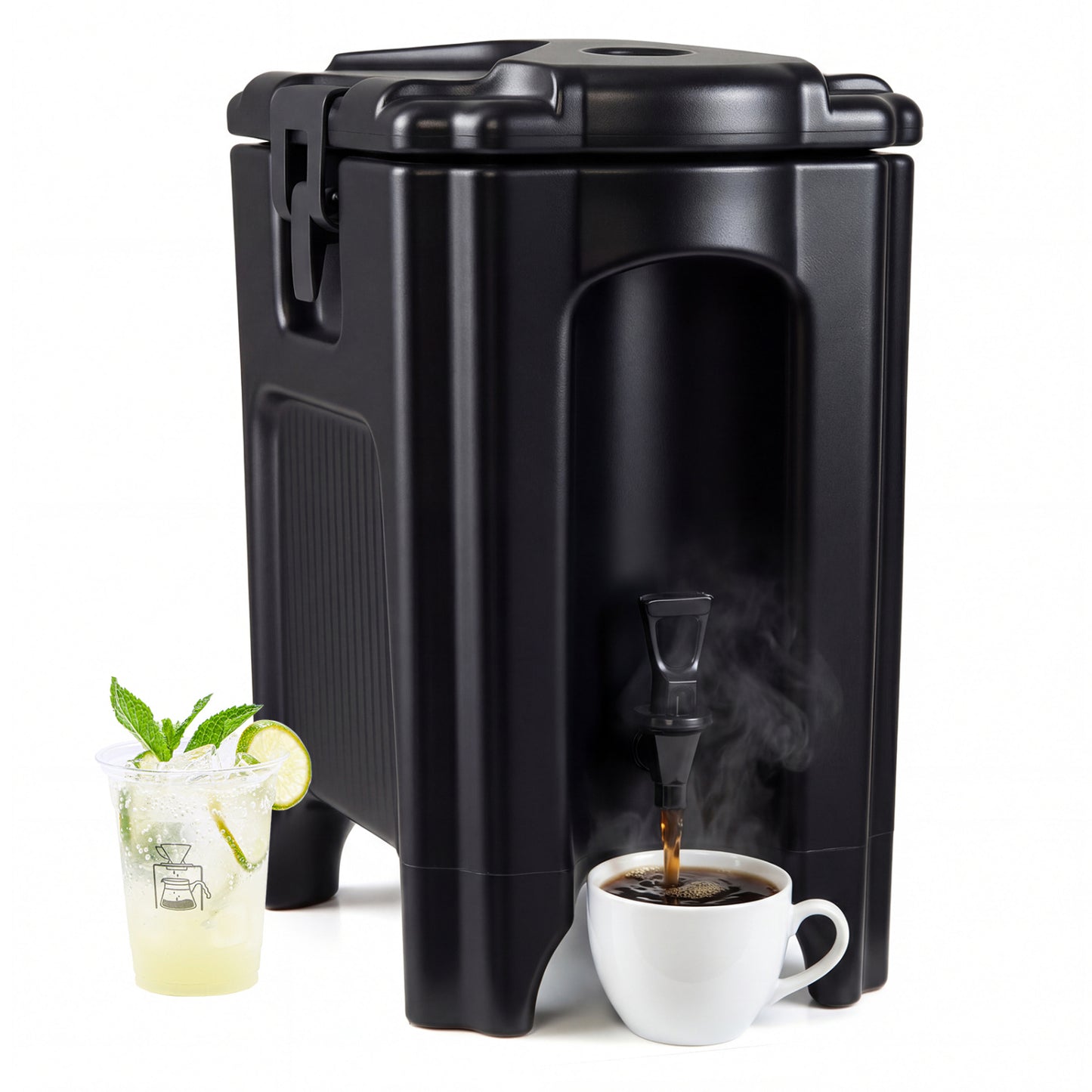 4.4 Gallon Insulated Beverage Dispenser With Handles, Black Water Dispensers Black at Gallery Canada