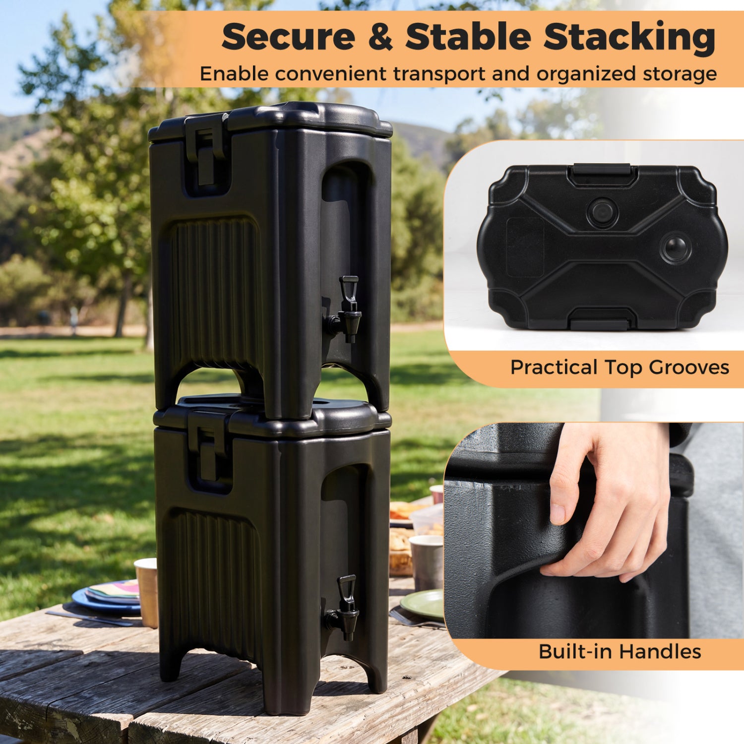 4.4 Gallon Insulated Beverage Dispenser With Handles, Black Water Dispensers at Gallery Canada
