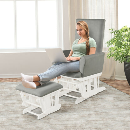 Baby Nursery Relax Rocker Rocking Chair Glider & Ottoman Set, Gray Recliners at Gallery Canada
