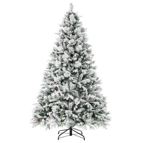 Artificial Christmas Tree With Pine Needles, LED Lights, 7 Ft, Green