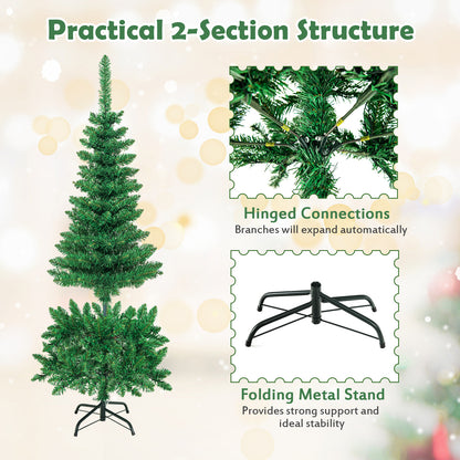 4.5 ft Pre-Lit Artificial Fir Pencil Christmas Tree, LED Warm White, Green Christmas Tree at Gallery Canada