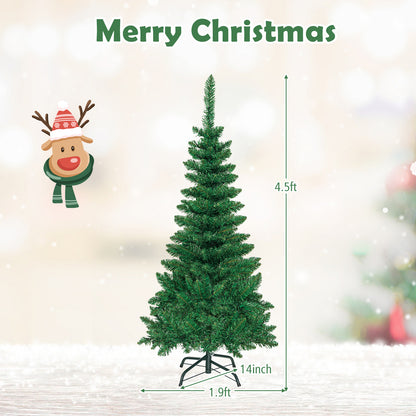 4.5 ft Pre-Lit Artificial Fir Pencil Christmas Tree, LED Warm White, Green Christmas Tree at Gallery Canada