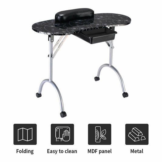 Manicure Nail Table Portable Station Desk Spa Beauty Salon Equipment 2 Color, Black Nail Care Black at Gallery Canada