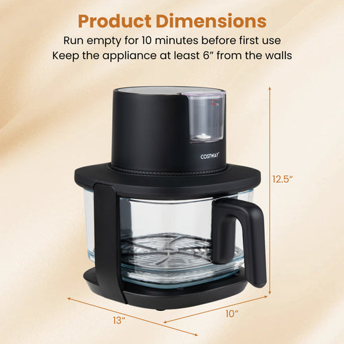 4.5L Glass Air Fryer with Steam Frying Mode, Black