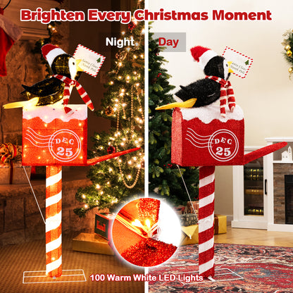 4.8 FT Christmas Lighted Penguin Mailbox Decoration, 100 LED Lights, Warm White Christmas Decor & Accessories at Gallery Canada