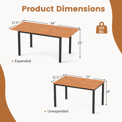 4-8 Person Extendable Solid Wood Dining Table with Umbrella Hole Patio Dining Tables at Gallery Canada