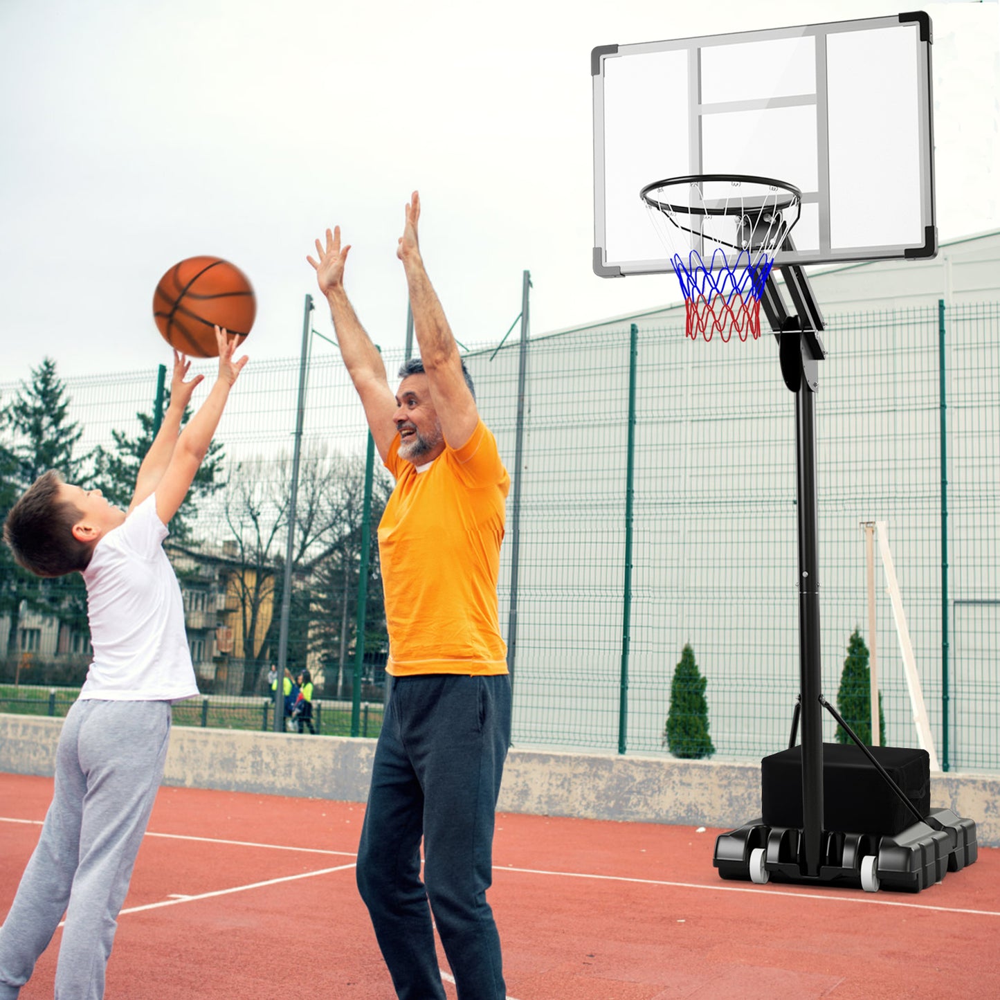 4.9-10 Feet Adjustable Basketball Hoop with Shatterproof Backboard Sport Equipments at Gallery Canada