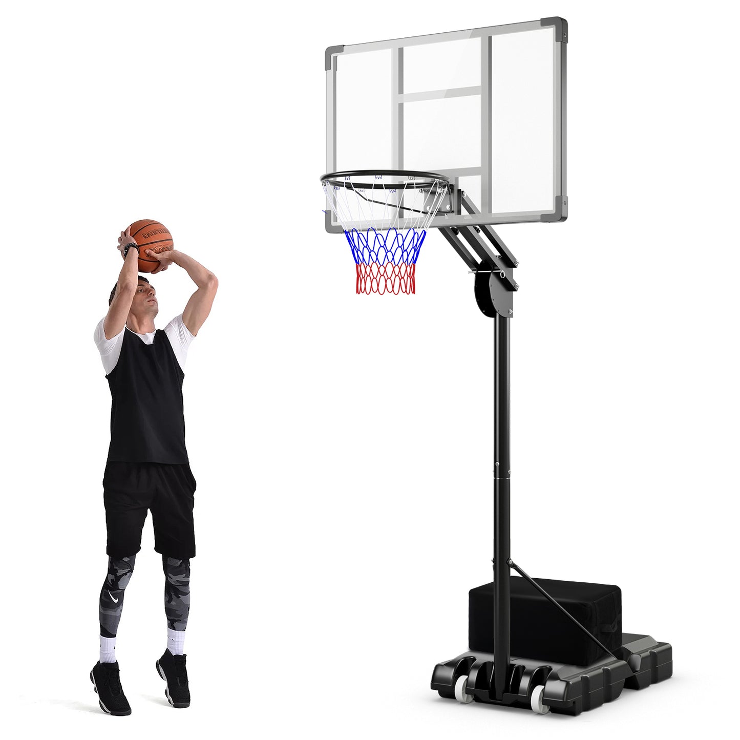 4.9-10 Feet Adjustable Basketball Hoop with Shatterproof Backboard Sport Equipments at Gallery Canada