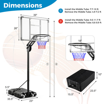 4.9-10 Feet Adjustable Basketball Hoop with Shatterproof Backboard Sport Equipments at Gallery Canada