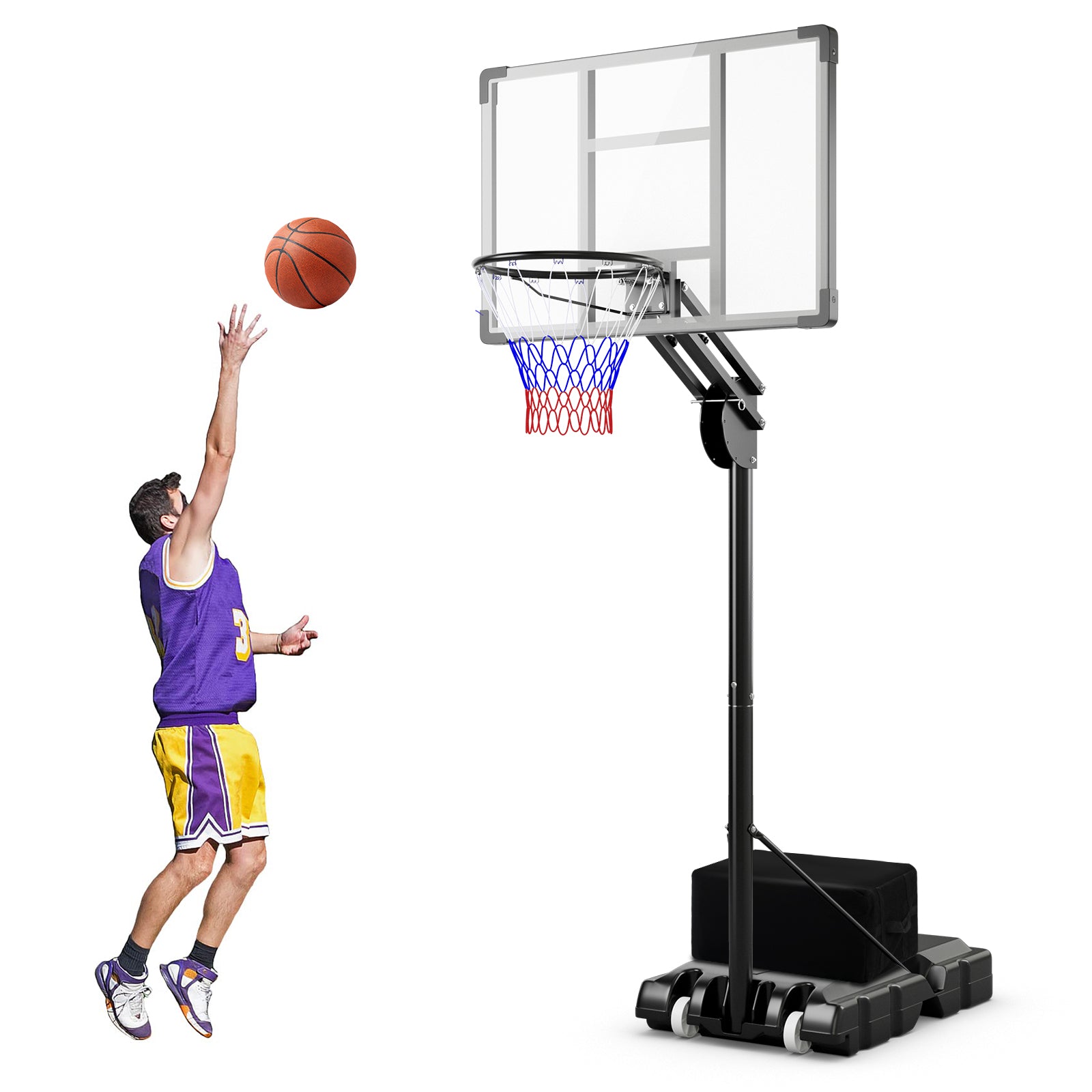 4.9-10 Feet Adjustable Basketball Hoop with Shatterproof Backboard Sport Equipments at Gallery Canada