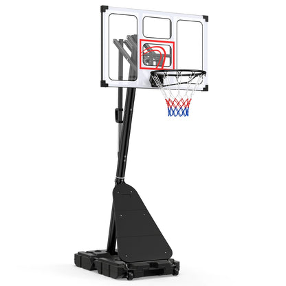 4.9-10 Ft Portable Basketball Hoop, 10 Levels Adjustable, Black & White Sport Equipments Black & White at Gallery Canada