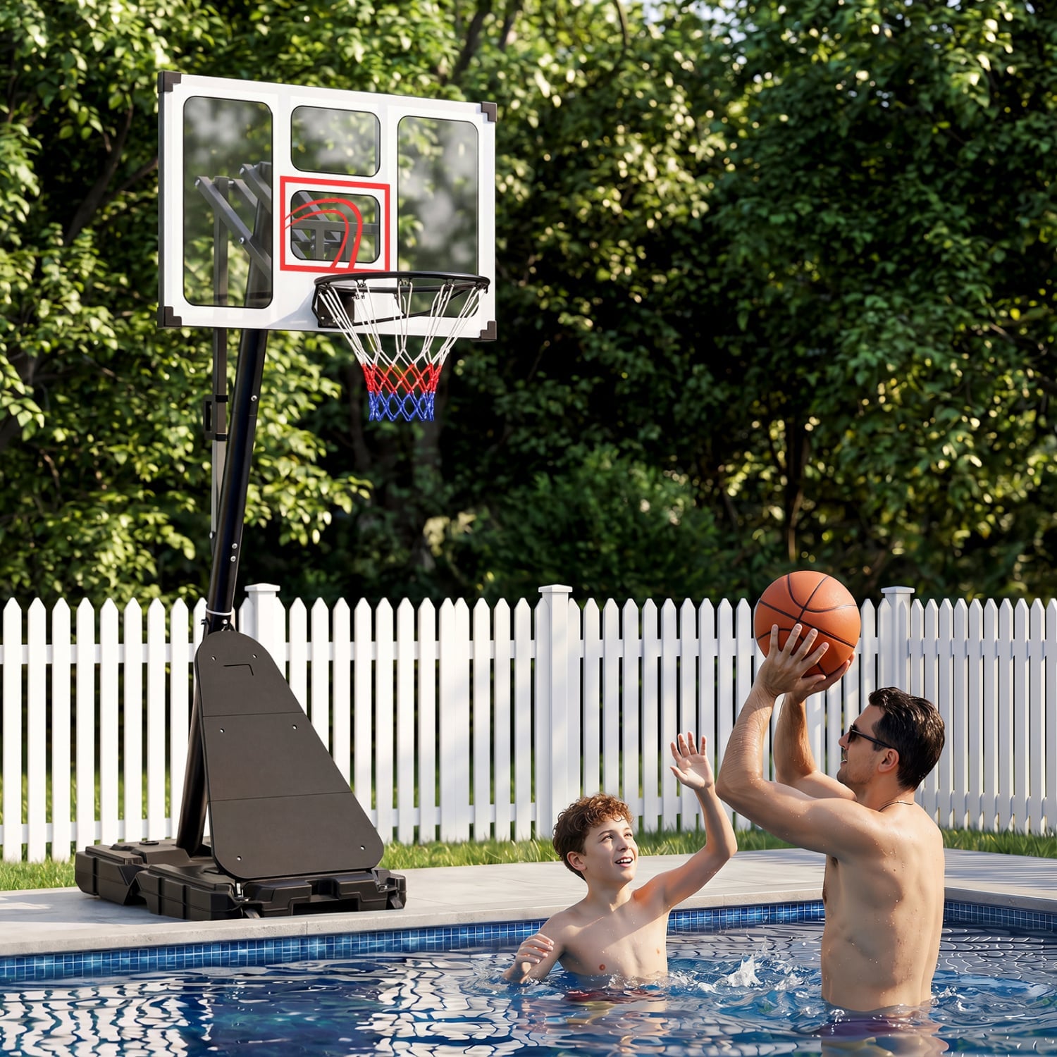 4.9-10 Ft Portable Basketball Hoop, 10 Levels Adjustable, Black & White Sport Equipments at Gallery Canada