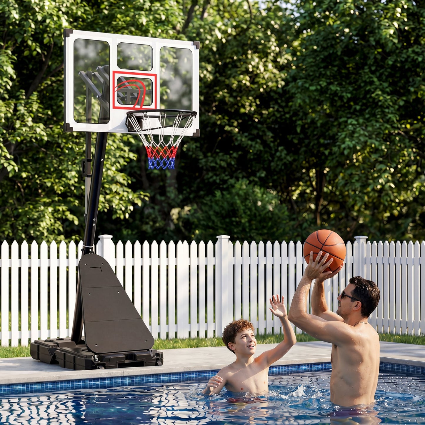 4.9-10 Ft Portable Basketball Hoop, 10 Levels Adjustable, Black & White Sport Equipments at Gallery Canada