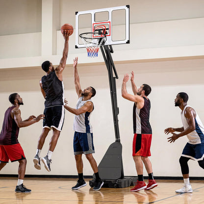 4.9-10 Ft Portable Basketball Hoop, 10 Levels Adjustable, Black & White Sport Equipments at Gallery Canada