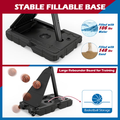 4.9-10 Ft Portable Basketball Hoop, 10 Levels Adjustable, Black & White Sport Equipments at Gallery Canada