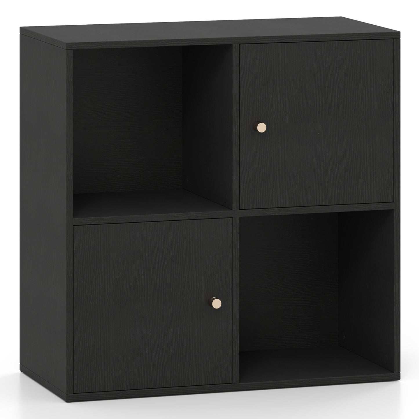 4-Cube Bookcase 3-Tier Bookshelf with Dual Anti-Tipping Kits and 2 Cabinets, Black Bookcases at Gallery Canada