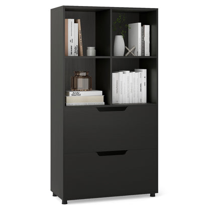 4-Cube Bookcase with 2 Drawers 51 inch 5-Tier Tall Freestanding Bookshelf, Black Bookcases Black at Gallery Canada