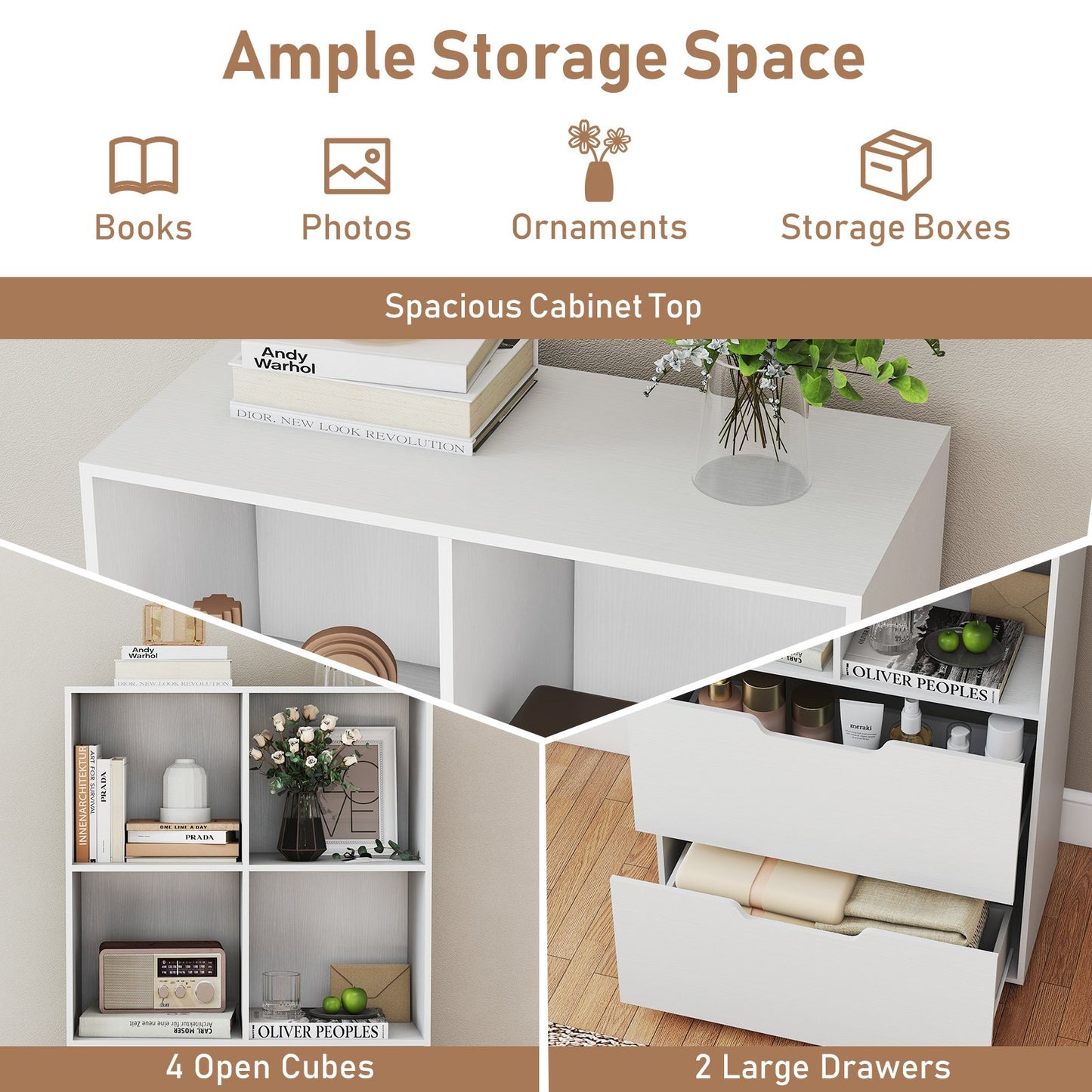 4-Cube Bookcase with 2 Drawers 51 inch 5-Tier Tall Freestanding Bookshelf, White Bookcases at Gallery Canada