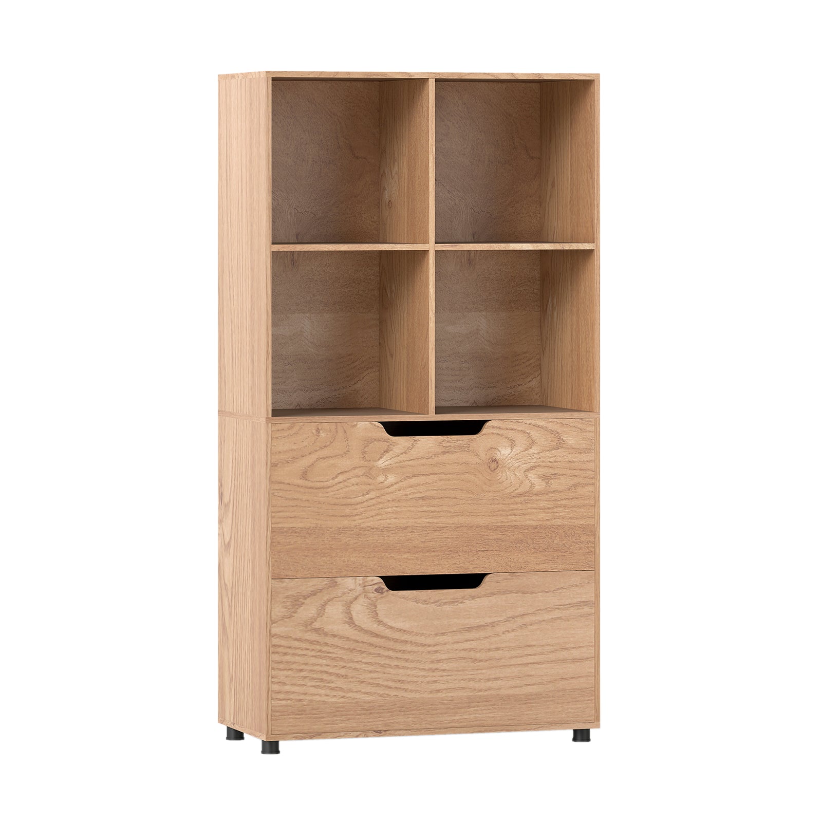 4-Cube Bookcase with 2 Drawers 51 inch 5-Tier Tall Freestanding Bookshelf, Natural Bookcases at Gallery Canada