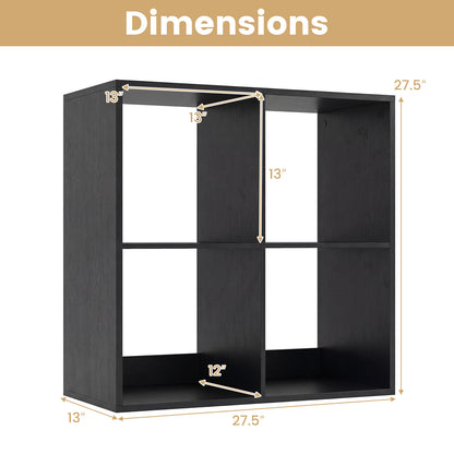 4 Cube Bookshelf with Back Guardrail for Living Room Bedroom, Black Bookcases at Gallery Canada