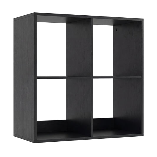 4 Cube Bookshelf with Back Guardrail for Living Room Bedroom, Black Bookcases Black at Gallery Canada