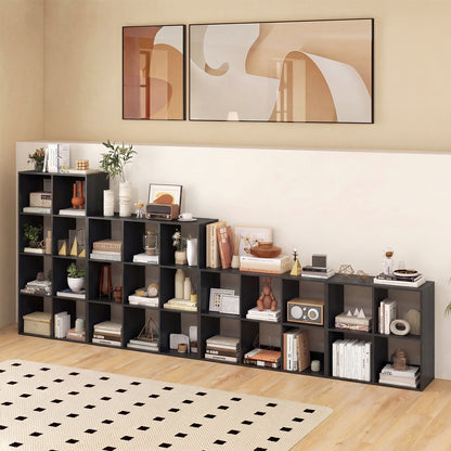 4 Cube Bookshelf with Back Guardrail for Living Room Bedroom, Black Bookcases at Gallery Canada