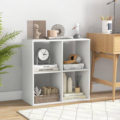 4 Cube Bookshelf With Back Guardrail, White Bookcases at Gallery Canada