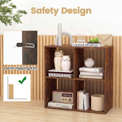 4 Cube Bookshelf With Back Guardrail, Coffee Bookcases at Gallery Canada