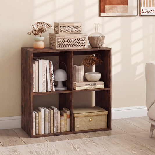 4 Cube Bookshelf With Back Guardrail, Coffee Bookcases Coffee at Gallery Canada