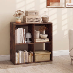 4 Cube Bookshelf With Back Guardrail, Coffee
