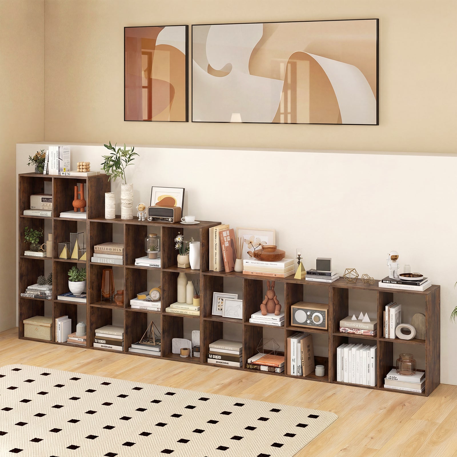 4 Cube Bookshelf With Back Guardrail, Coffee Bookcases at Gallery Canada