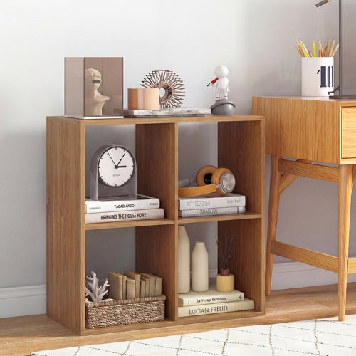 4 Cube Bookshelf, With Back Guardrail, Natural