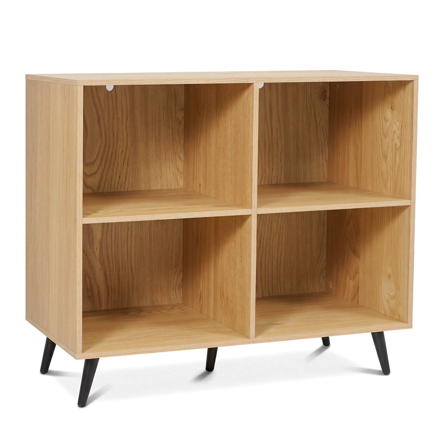 4-Cube Wooden Bookshelf with 5 Metal Legs, Natural
