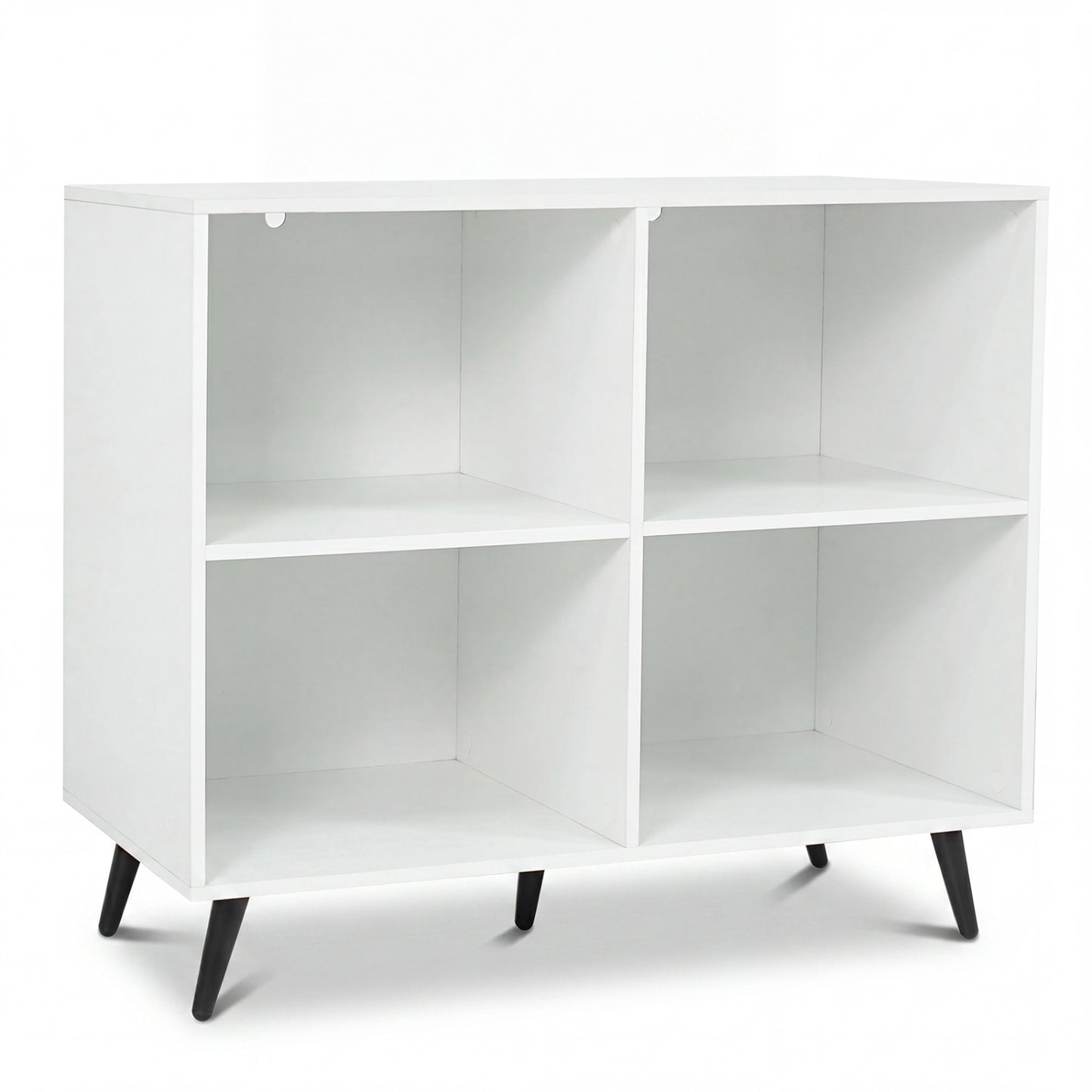 4-Cube Wooden Bookshelf, 5 Metal Legs, White