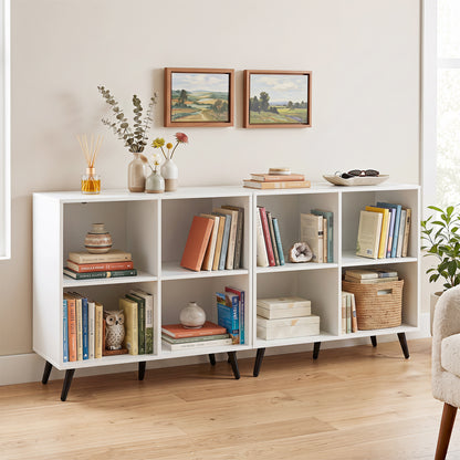 4-Cube Wooden Bookshelf, 5 Metal Legs, White