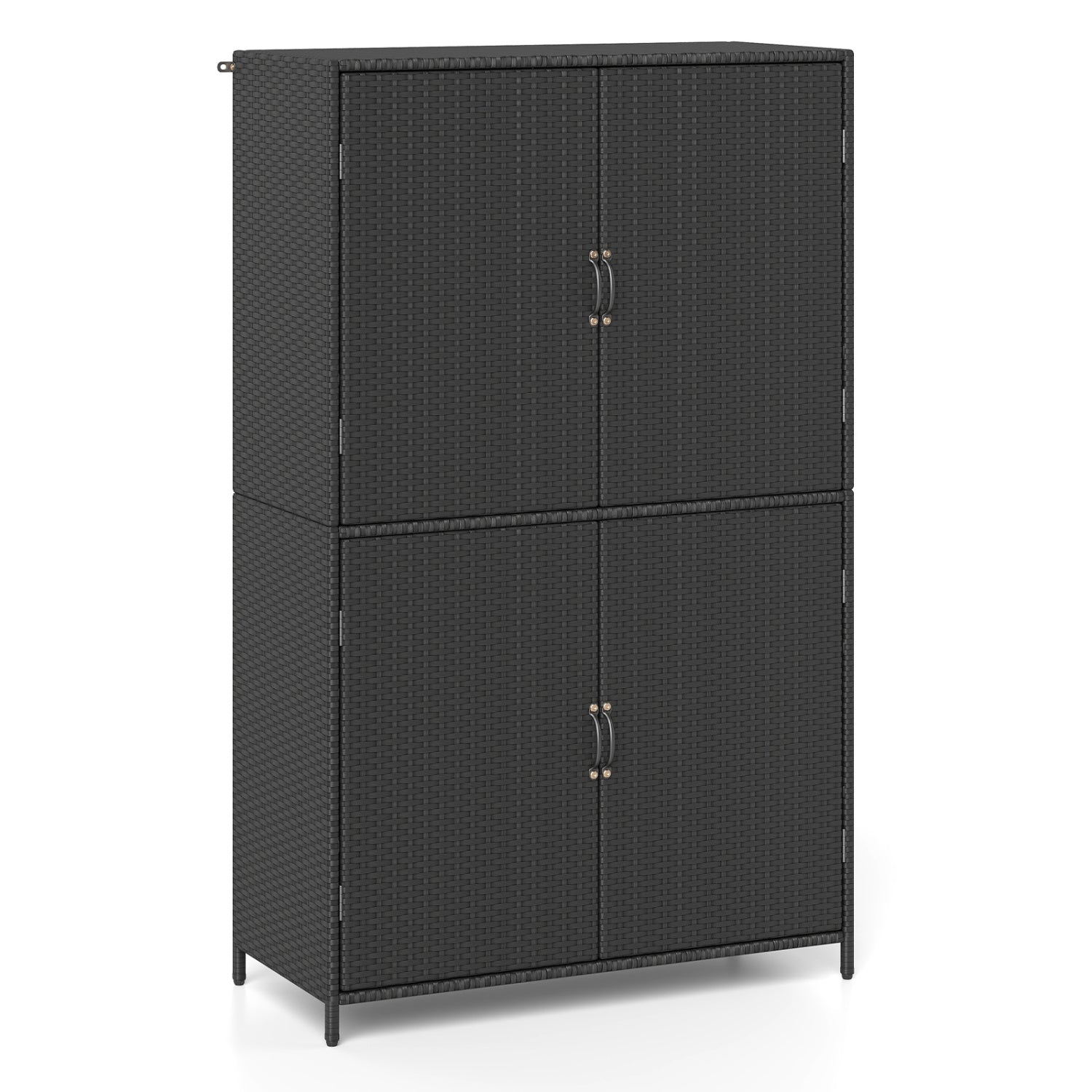 4-Door Rattan Vertical Storage Shed with Adjustable Shelves, Black Sheds & Outdoor Storage Black at Gallery Canada