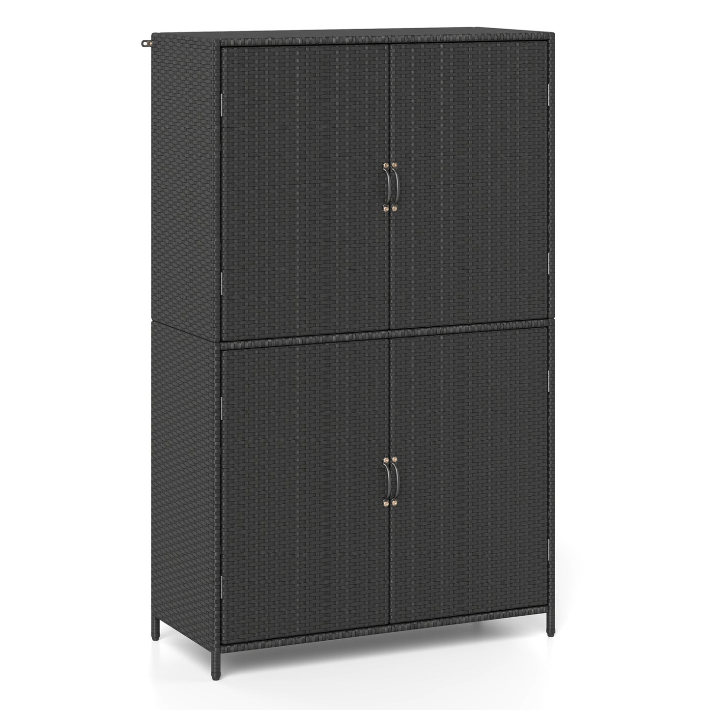 4-Door Rattan Vertical Storage Shed with Adjustable Shelves, Black Sheds & Outdoor Storage Black at Gallery Canada
