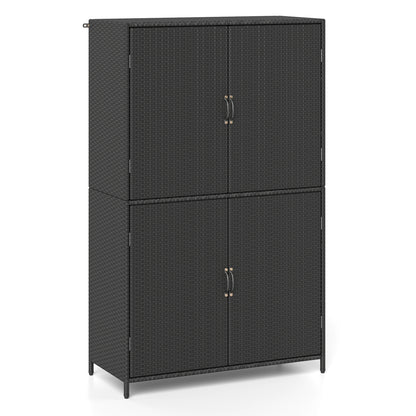 4-Door Rattan Vertical Storage Shed with Adjustable Shelves, Black Sheds & Outdoor Storage Black at Gallery Canada