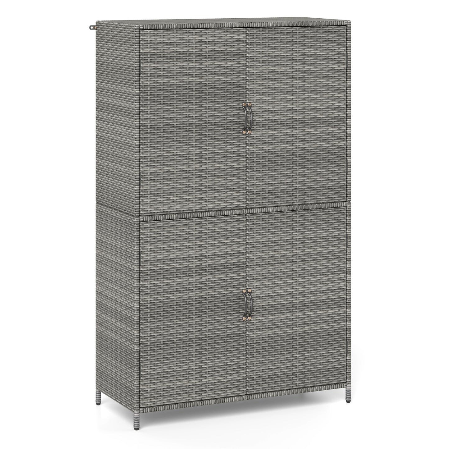 4-Door Rattan Vertical Storage Shed with Adjustable Shelves, Gray Sheds & Outdoor Storage Gray at Gallery Canada