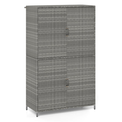 4-Door Rattan Vertical Storage Shed with Adjustable Shelves, Gray Sheds & Outdoor Storage Gray at Gallery Canada