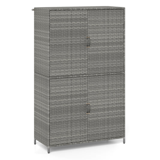 4-Door Rattan Vertical Storage Shed with Adjustable Shelves, Gray Sheds & Outdoor Storage Gray at Gallery Canada