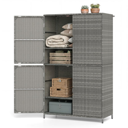 4-Door Rattan Vertical Storage Shed with Adjustable Shelves, Gray Sheds & Outdoor Storage at Gallery Canada
