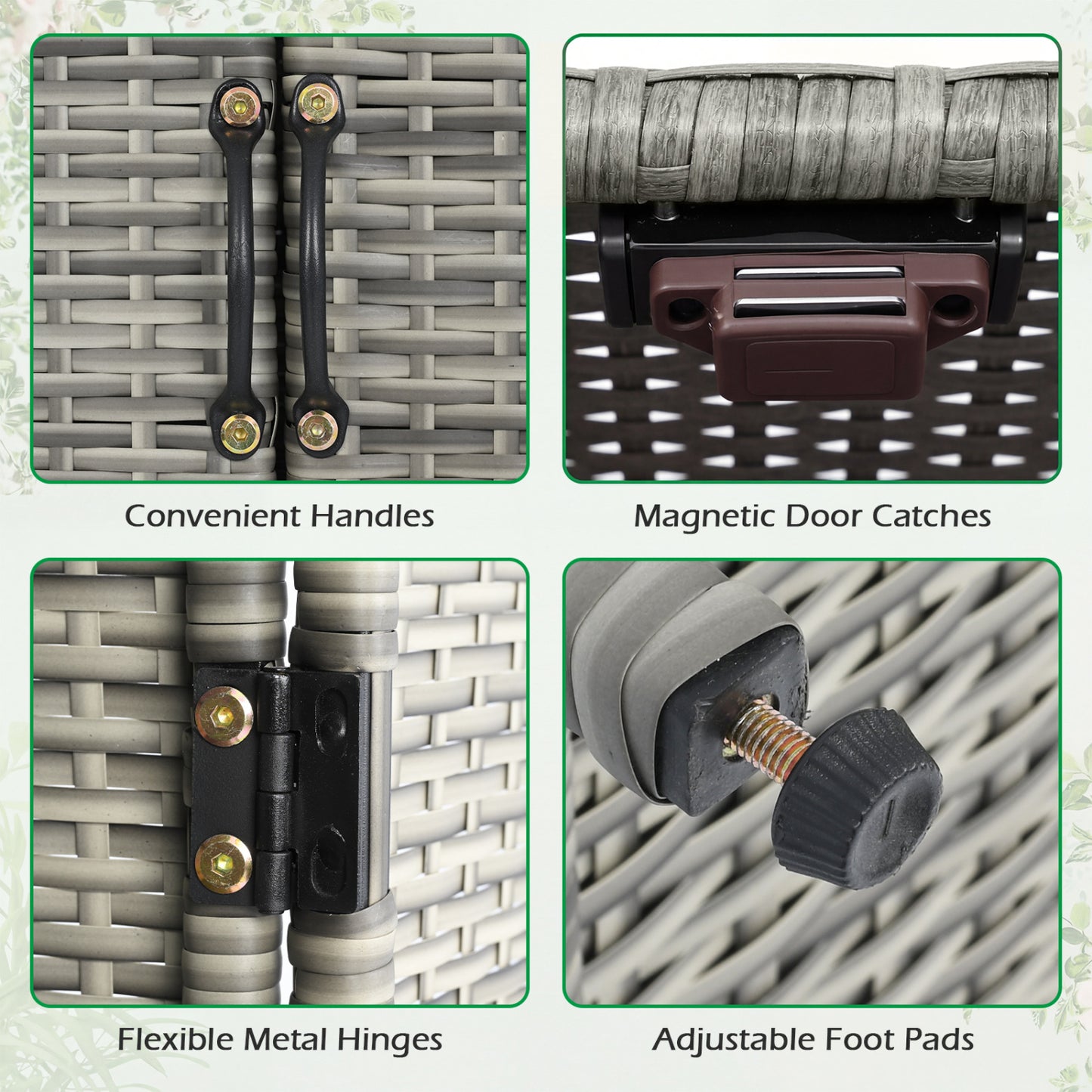 4-Door Rattan Vertical Storage Shed with Adjustable Shelves, Gray Sheds & Outdoor Storage at Gallery Canada