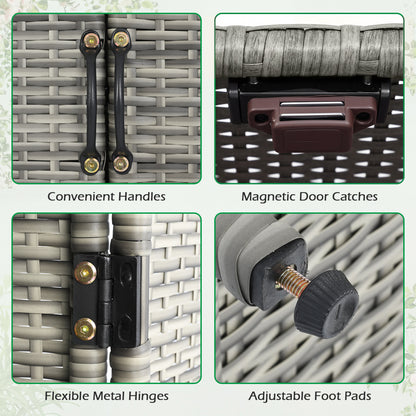 4-Door Rattan Vertical Storage Shed with Adjustable Shelves, Gray Sheds & Outdoor Storage at Gallery Canada