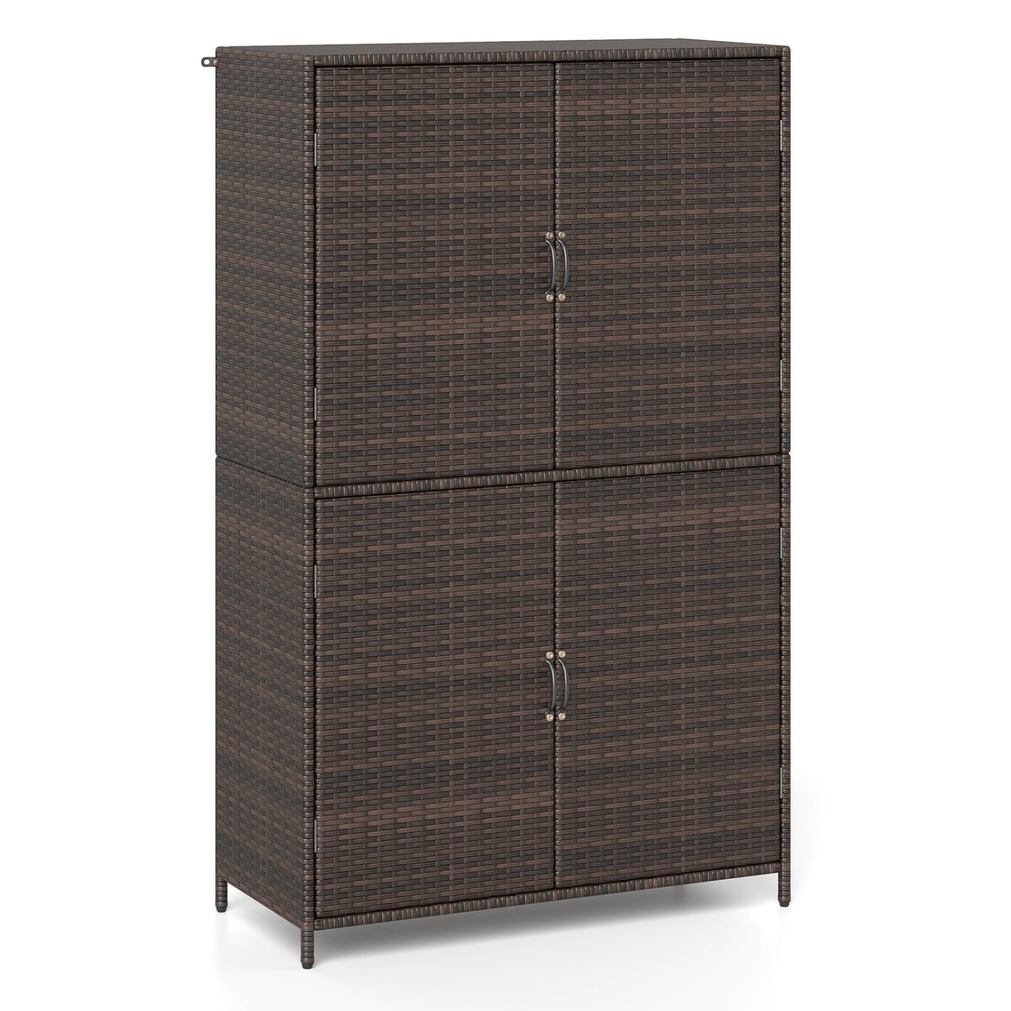 4-Door Rattan Storage Shed, Brown