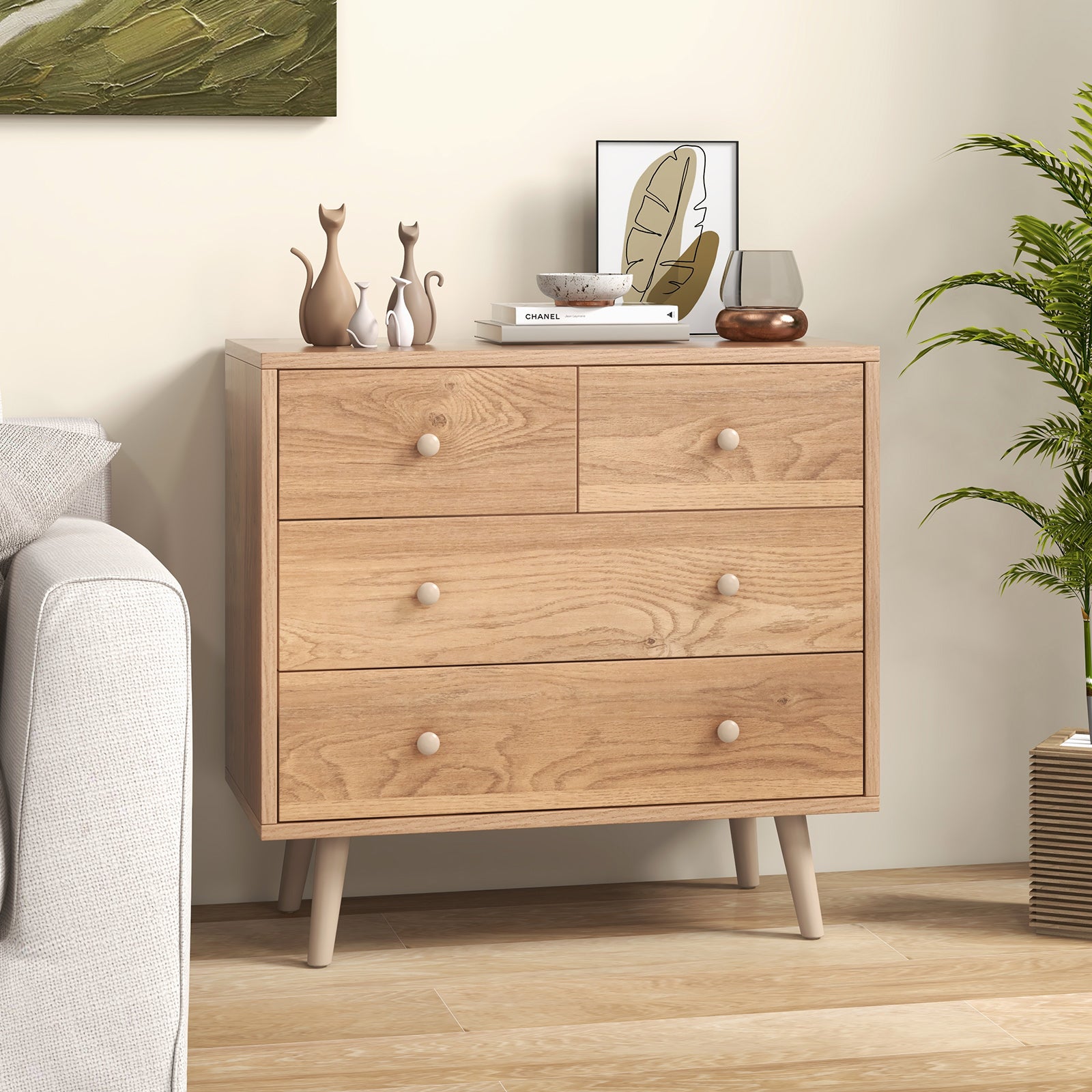 4-Drawer Dresser Cabinet Storage Organizer, Natural Cabinets & Chests at Gallery Canada